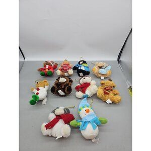 Hugfun 10-Piece Set Plush Christmas Ornament Collection Snowman Bears Penguin
